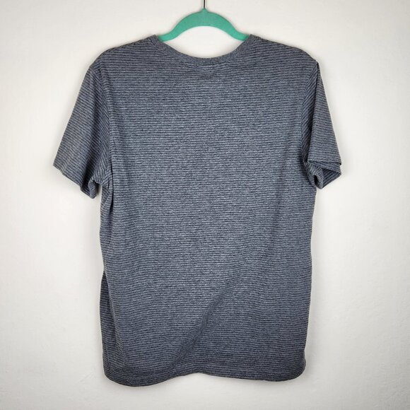 Daniel Buchler Heather Gray Striped Short Sleeve Crewneck Tee sz M - Picture 2 of 8